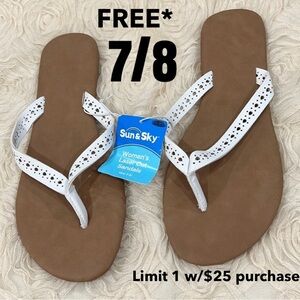 Sun & Sky White laser cut sandals size 7/8